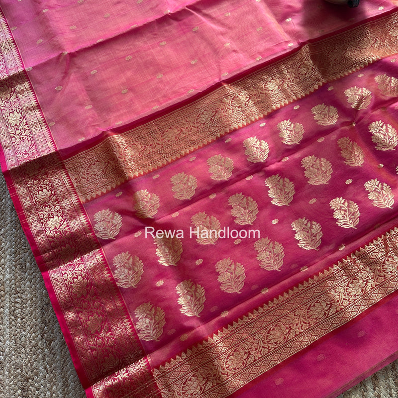 Fuchsia Pink Chanderi Katan Silk Saree CKS05