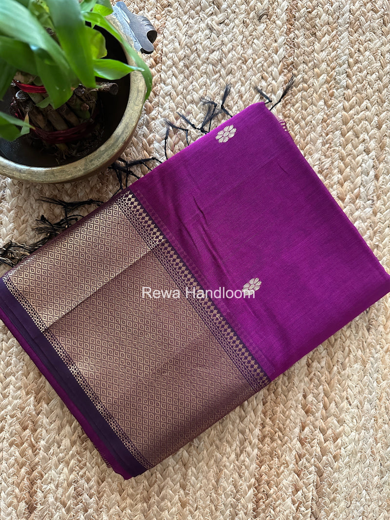 Maheshwari Purple Flower Skirt Butti Saree ZSB0147