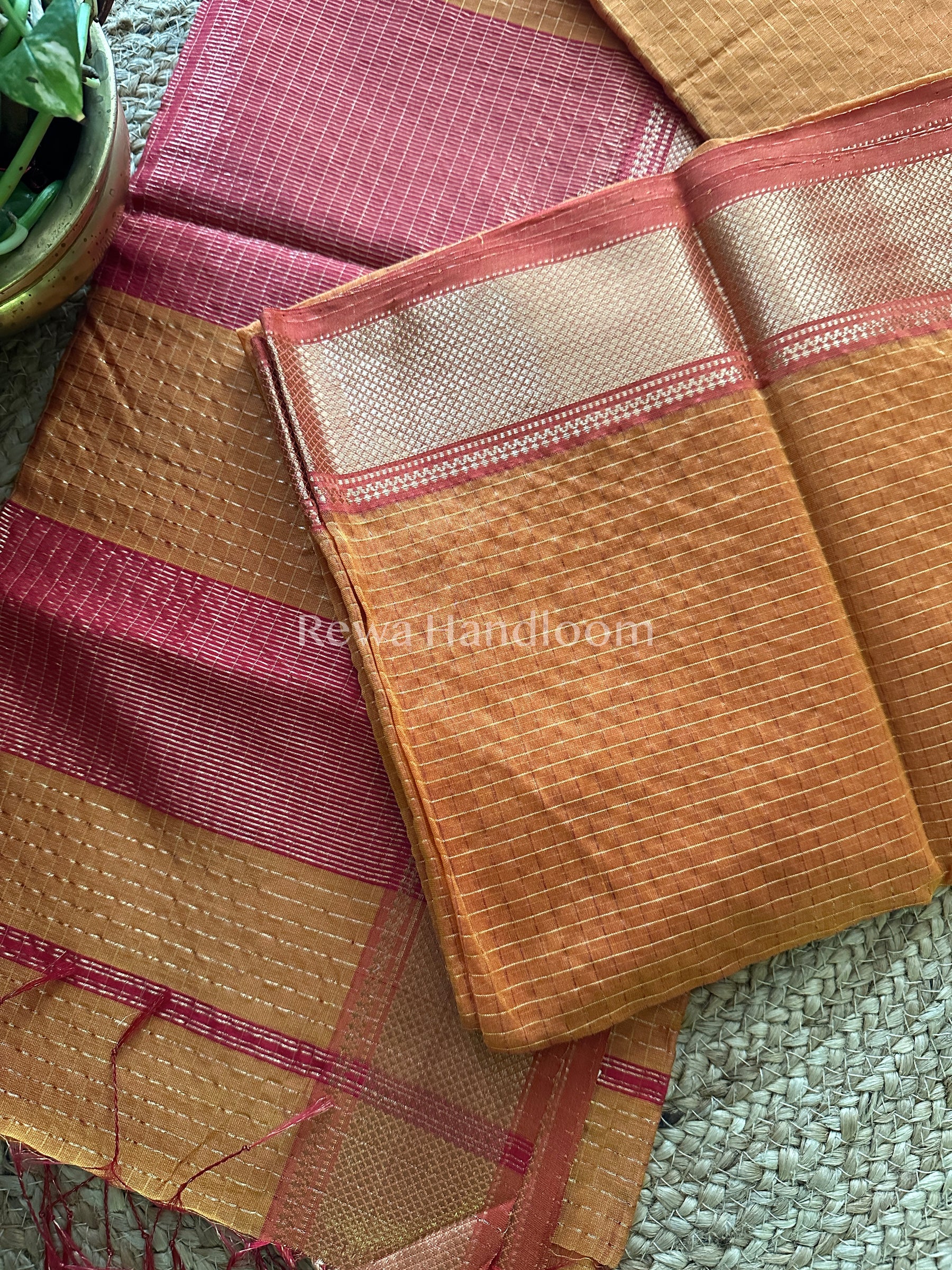 Maheshwari Mustard Zari Checkered Sarees-ZCHX024