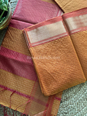 Maheshwari Mustard Zari Checks Saree ZCHX024