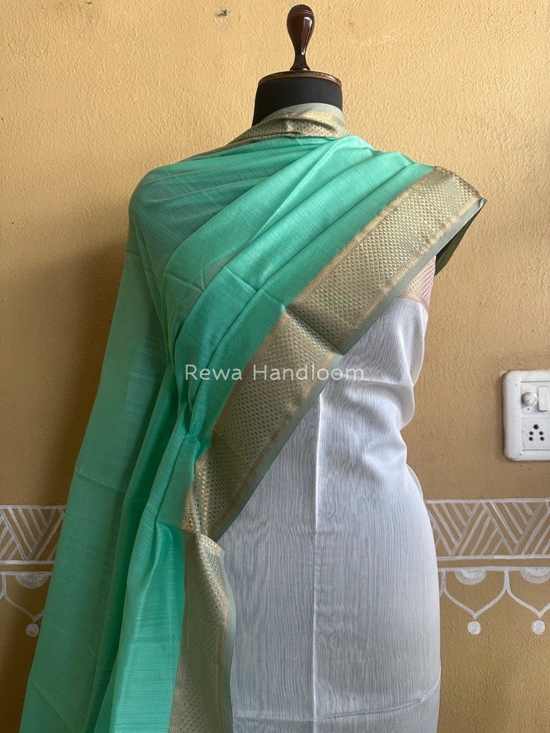 Maheshwari Off White-Sea Green Top-Dupatta Suit ZPS01