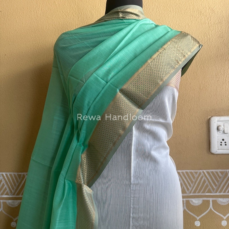 Maheshwari Off White-Sea Green Top-Dupatta Suit ZPS01