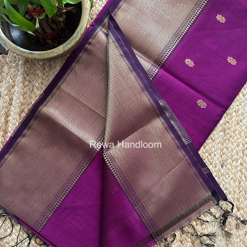 Maheshwari Purple Flower Skirt Butti Saree ZSB0147