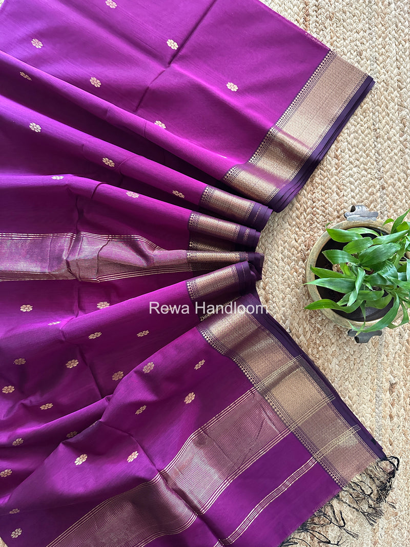 Maheshwari Purple Flower Skirt Butti Saree ZSB0147