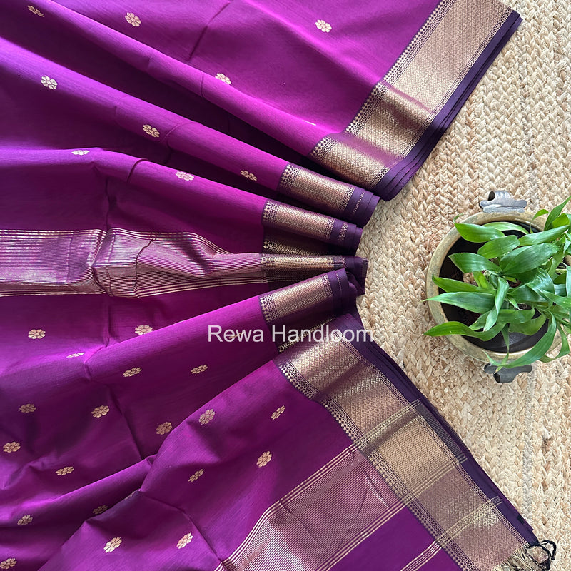 Maheshwari Purple Flower Skirt Butti Saree ZSB0147