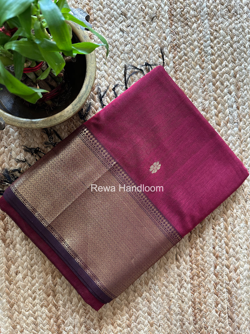 Maheshwari Maroon Flower Skirt Butti Saree ZSB0150