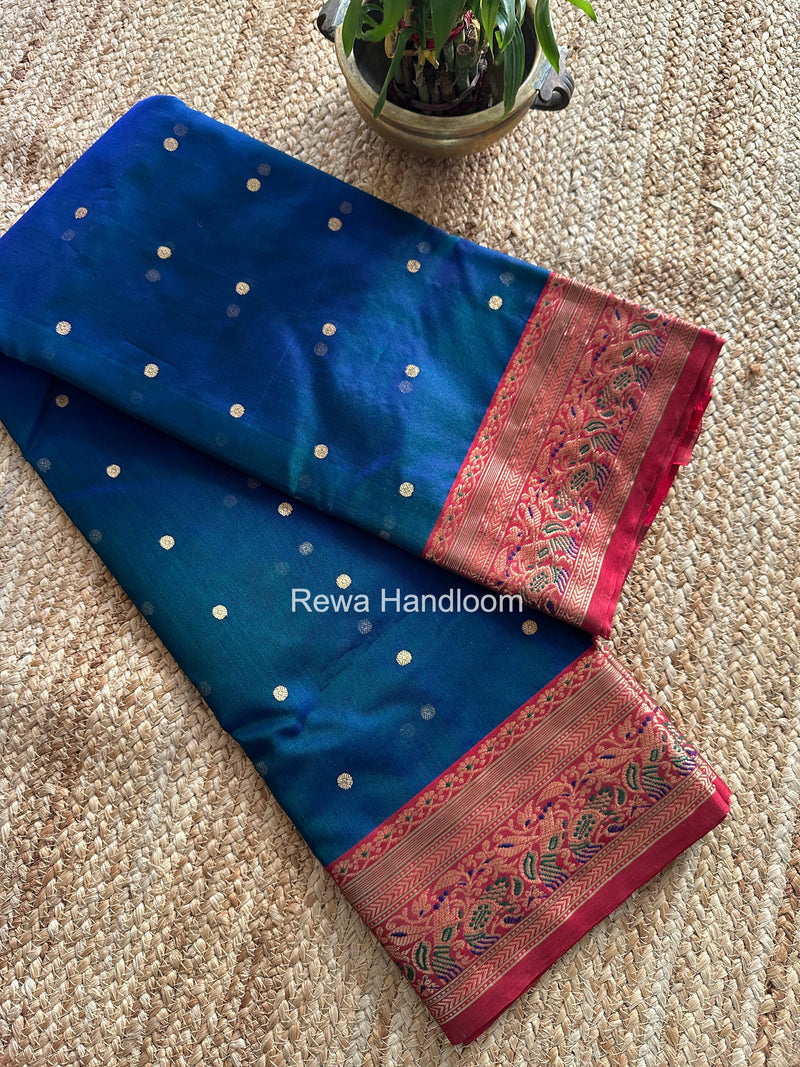 Chanderi Katan Silk Nakshi Border Saree