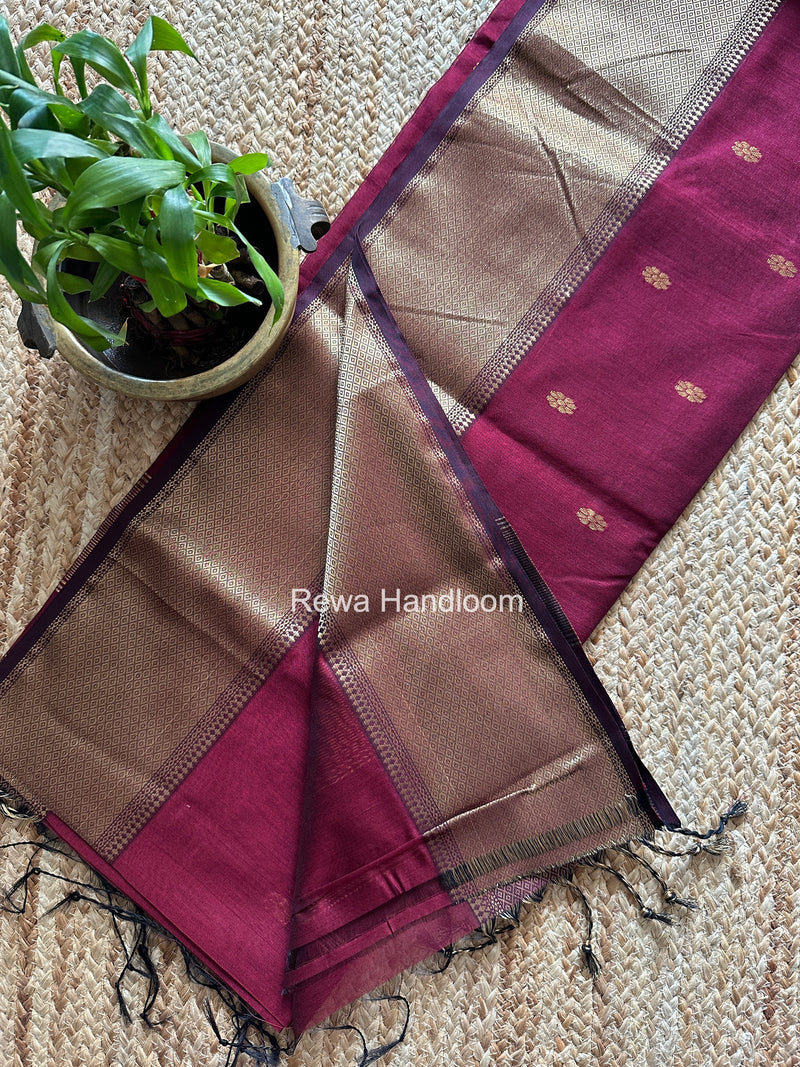 Maheshwari Maroon Flower Skirt Butti Saree ZSB0150