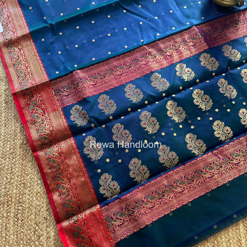 Blue Chanderi Katan Silk Nakshi Border Saree CKNBS01