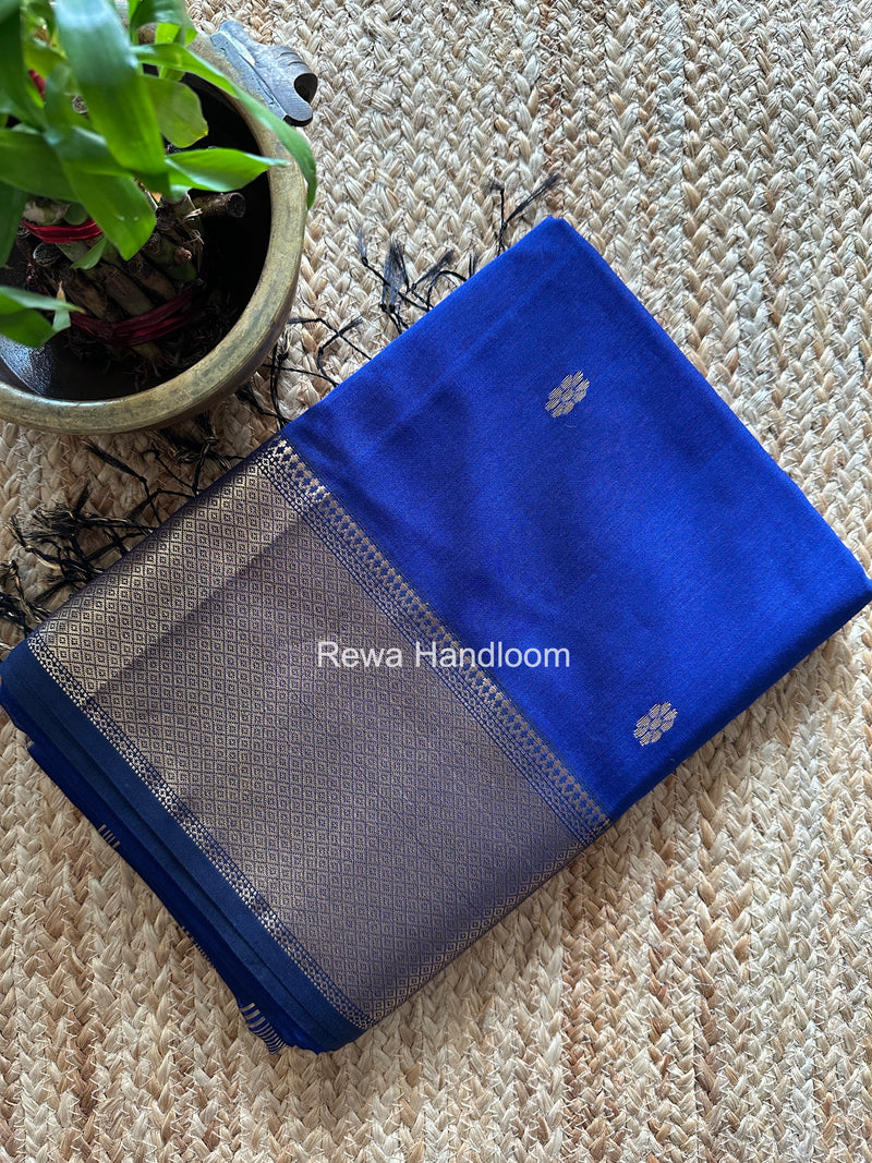 Maheshwari Royal Blue Flower Skirt Butti Saree ZSB0149