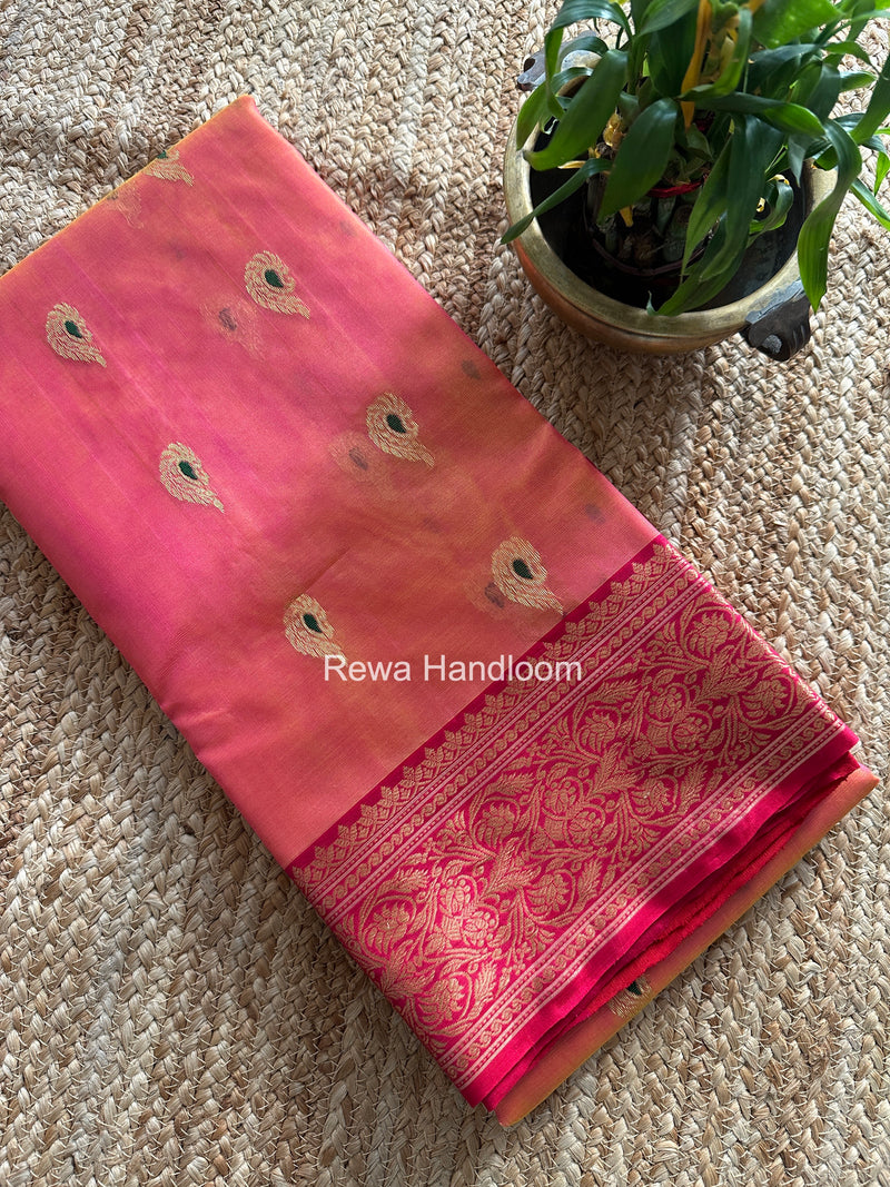Fuchsia Pink Chanderi Katan Silk Nakshi Border Saree CKNBS02