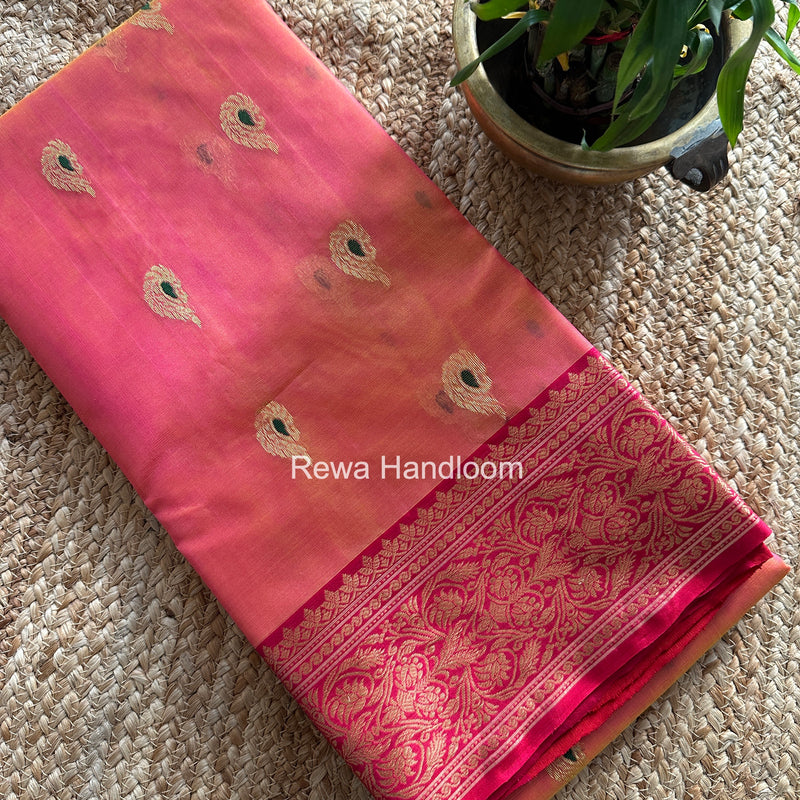 Fuchsia Pink Chanderi Katan Silk Nakshi Border Saree CKNBS02