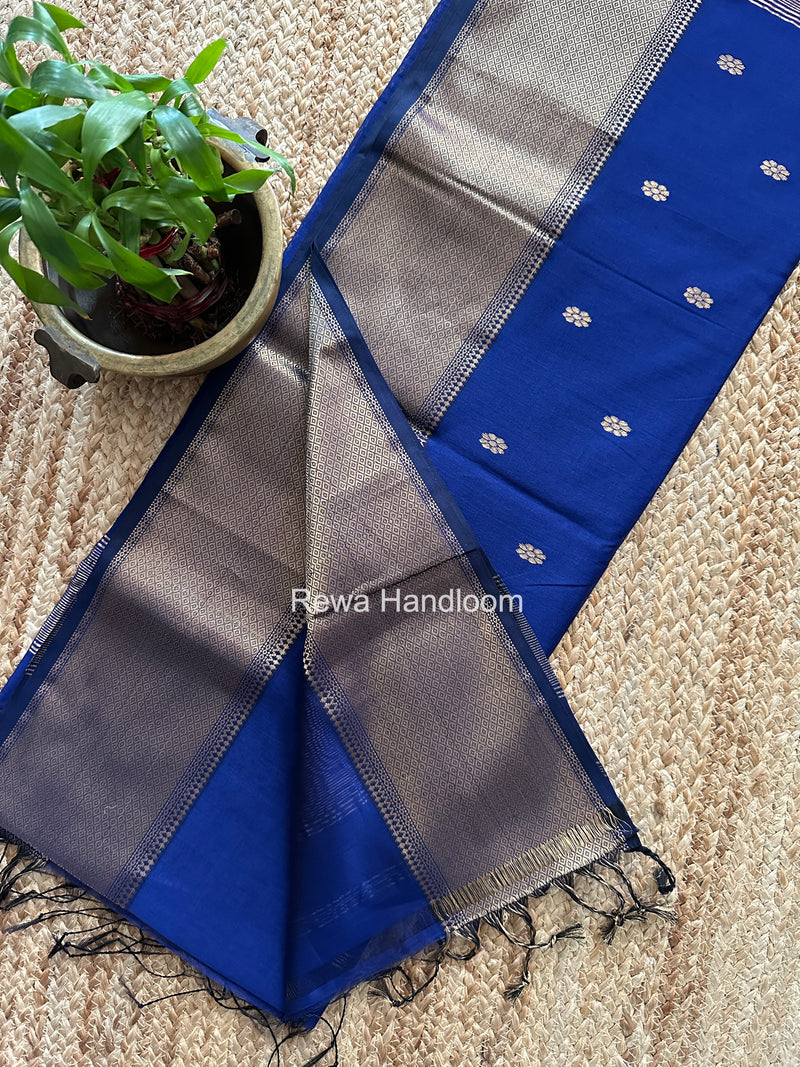 Maheshwari Royal Blue Flower Skirt Butti Saree ZSB0149