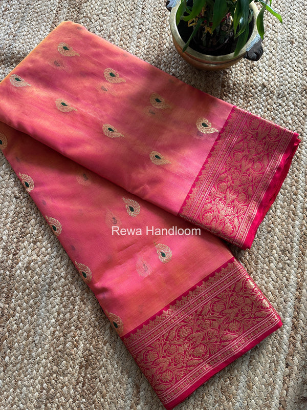 Chanderi Katan Silk Nakshi Border Saree