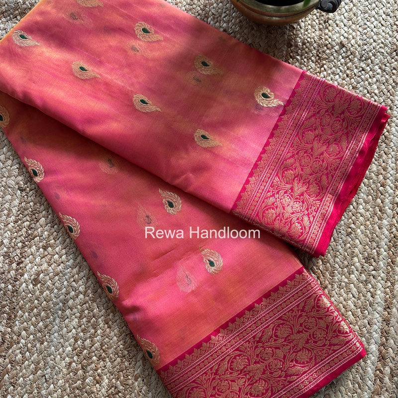 Chanderi Katan Silk Nakshi Border Saree