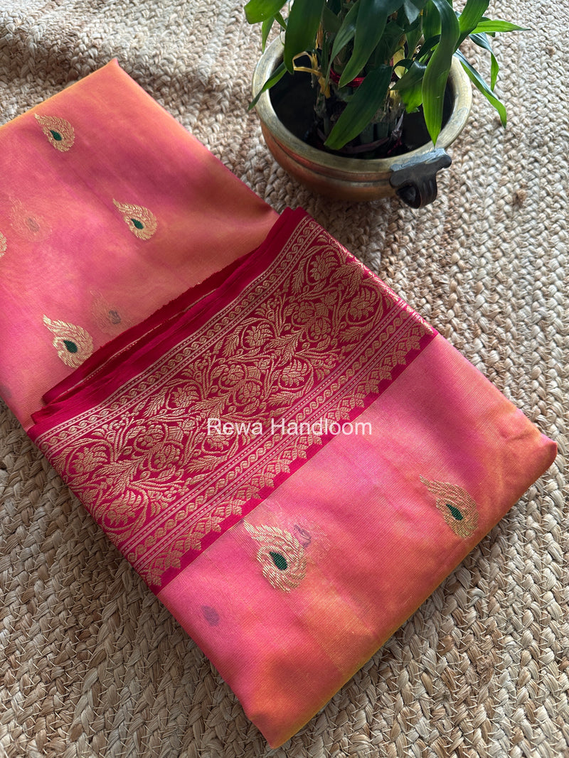 Fuchsia Pink Chanderi Katan Silk Nakshi Border Saree CKNBS02