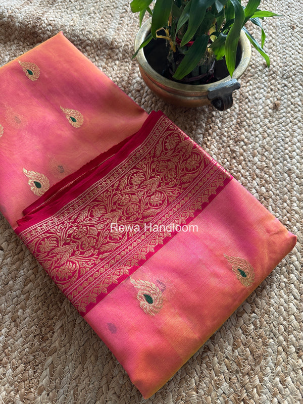 Fuchsia Pink Chanderi Katan Silk Nakshi Border Saree CKNBS02