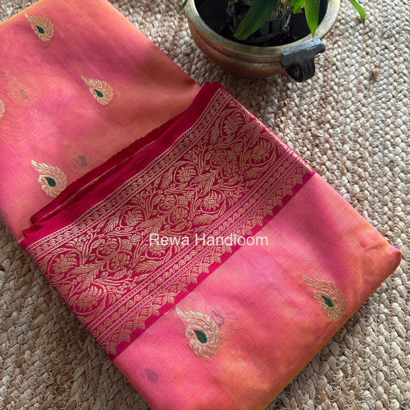 Fuchsia Pink Chanderi Katan Silk Nakshi Border Saree CKNBS02