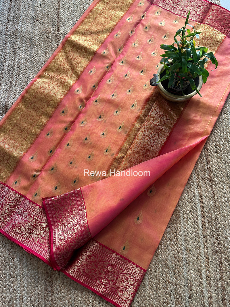 Fuchsia Pink Chanderi Katan Silk Nakshi Border Saree CKNBS02