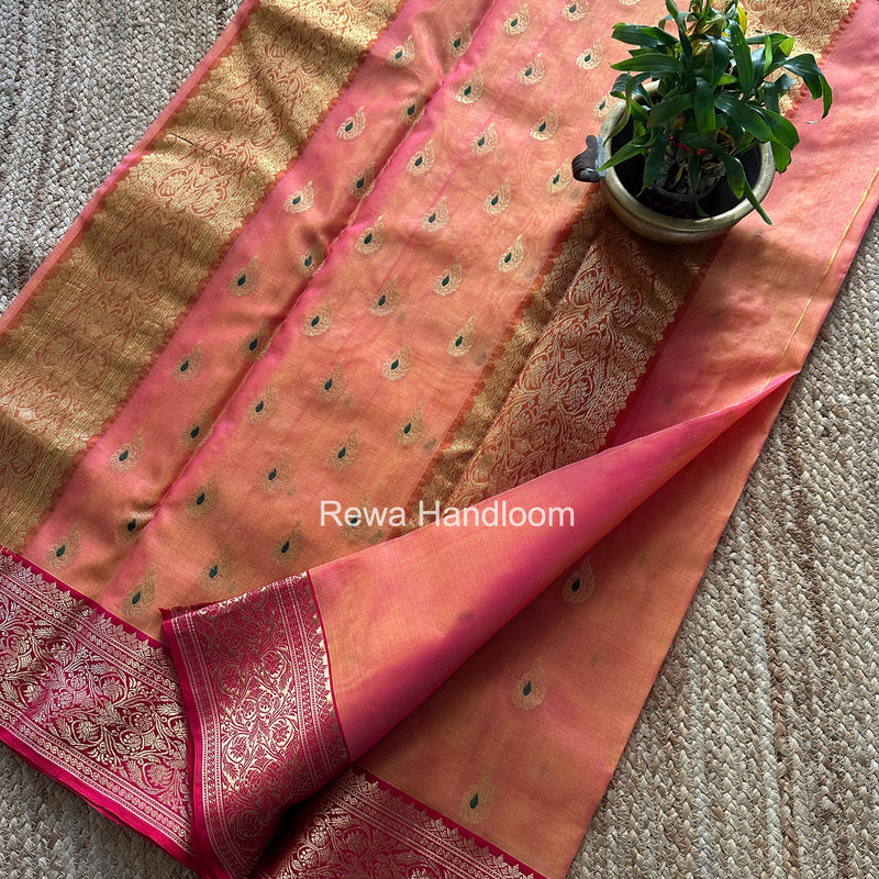 Fuchsia Pink Chanderi Katan Silk Nakshi Border Saree CKNBS02