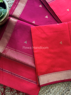  Fuchsia Red Motifs ~ Maheshwari Saree-SBT03 