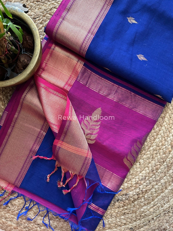 Butta Pallu Zari Border Saree ~ Maheshwari Saree