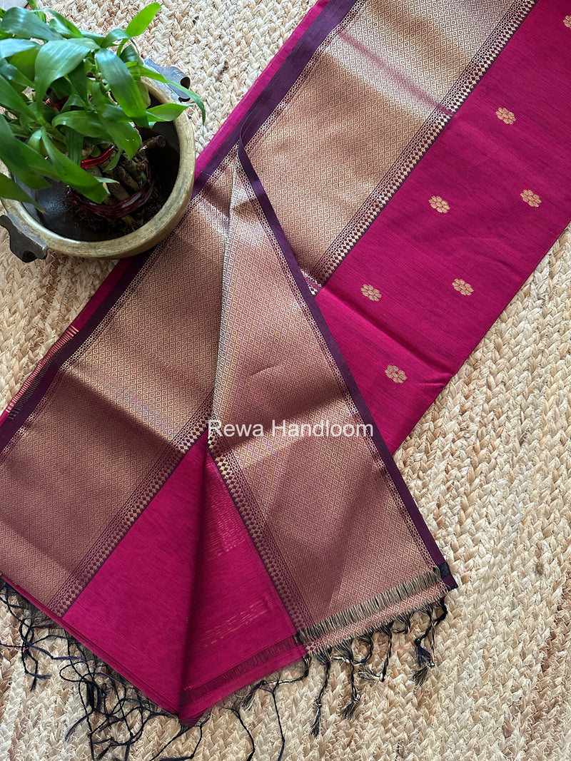 Maheshwari Magenta Flower Skirt Butti Saree ZSB0148