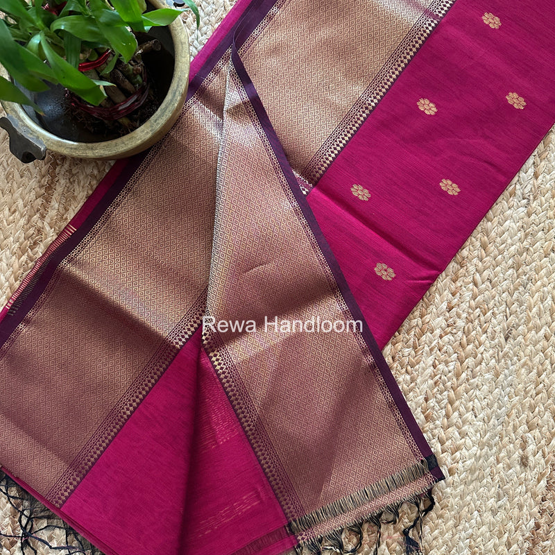Maheshwari Magenta Flower Skirt Butti Saree ZSB0148