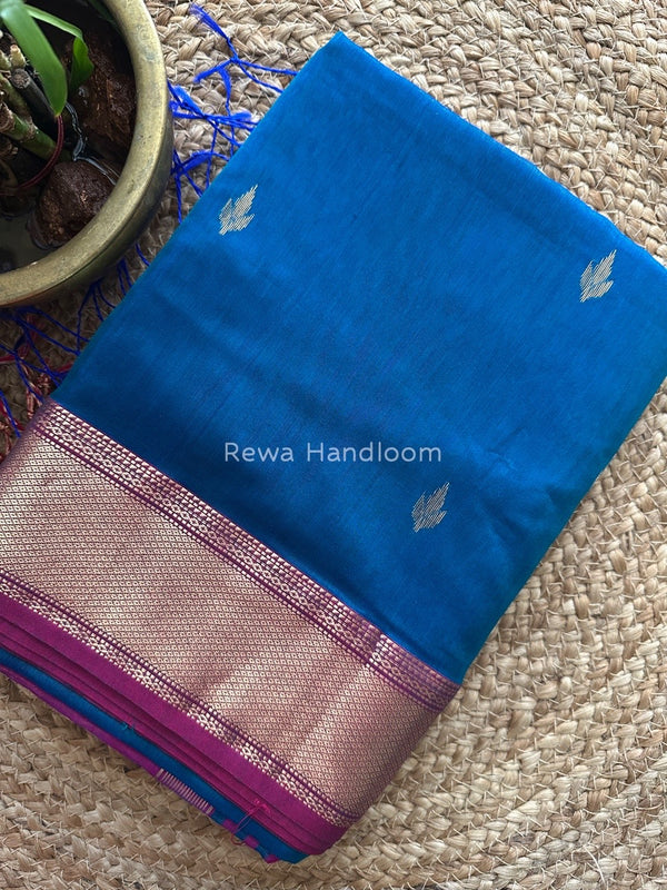 Morpankhi Butta Pallu Zari Border Saree ~ Maheshwari Saree BTPS010