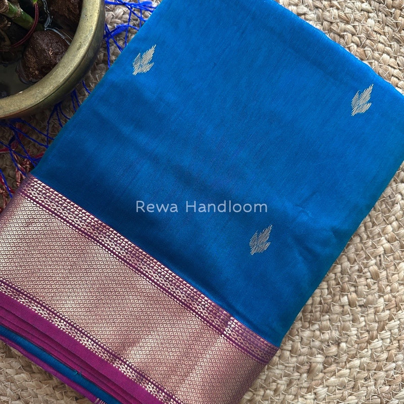 Morpankhi Butta Pallu Zari Border Saree ~ Maheshwari Saree BTPS010