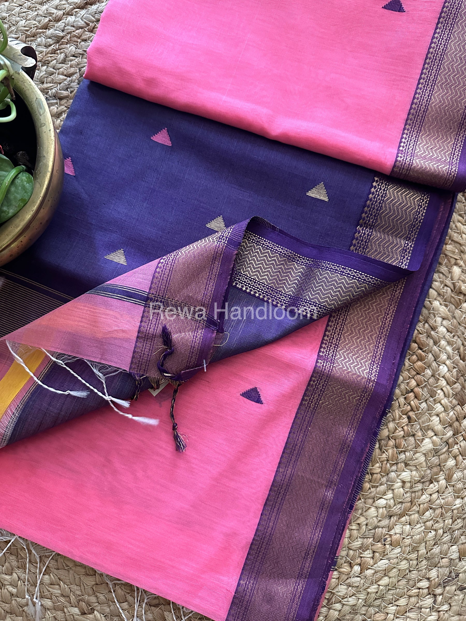 Light Pink Motifs ~ Maheshwari Saree-SBT04