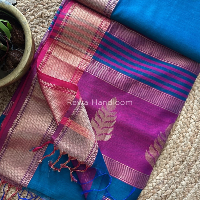 Butta Pallu Zari Border Saree ~ Maheshwari Saree