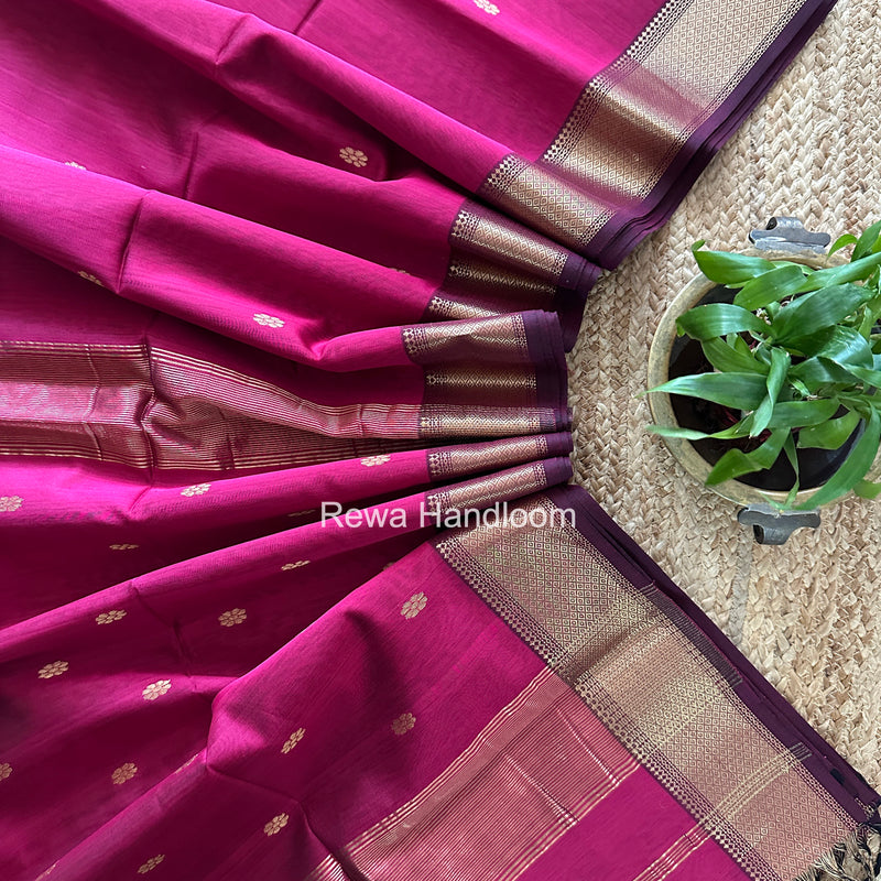 Maheshwari Magenta Flower Skirt Butti Saree ZSB0148