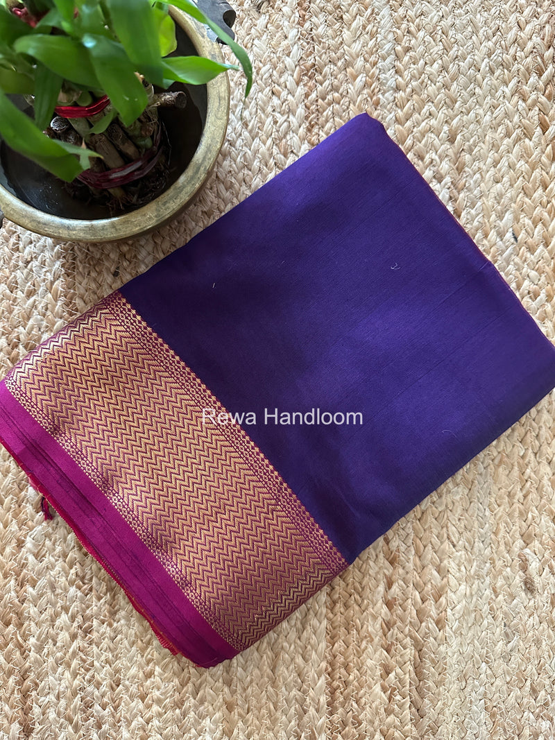 Maheshwari Violet Shaded Plain Saree ZBPS013