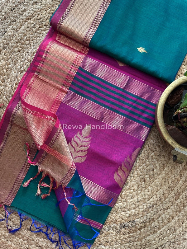 Butta Pallu Zari Border Saree ~ Maheshwari Saree