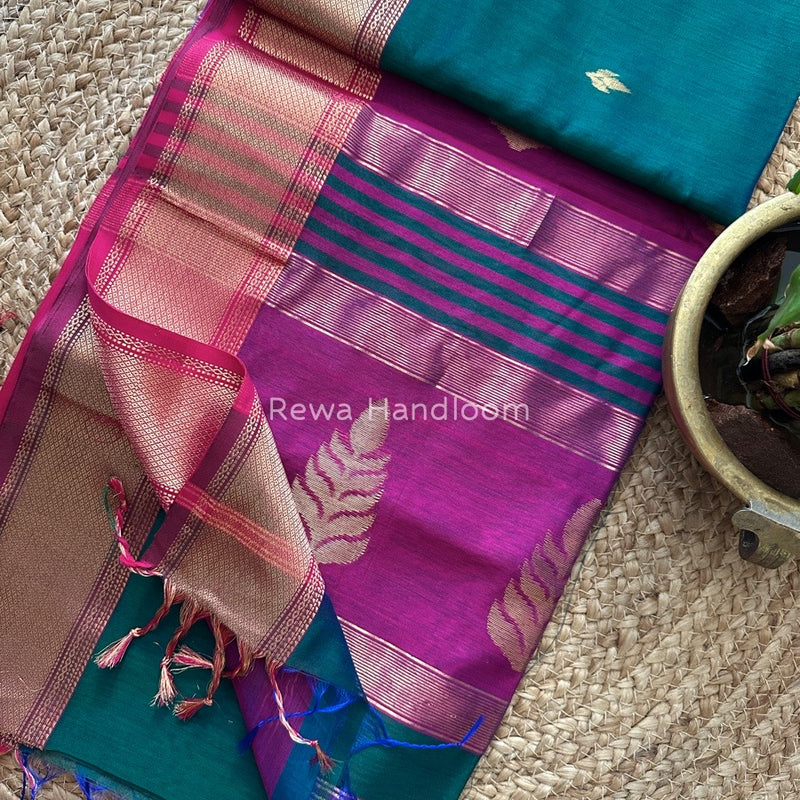 Butta Pallu Zari Border Saree ~ Maheshwari Saree