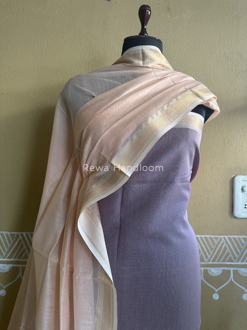 Maheshwari Onion-Light Peach Tissue Top-Dupatta TTP012