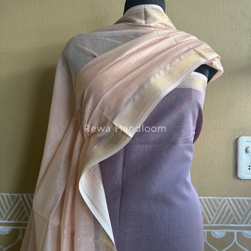 Maheshwari Onion-Light Peach Tissue Top-Dupatta TTP012