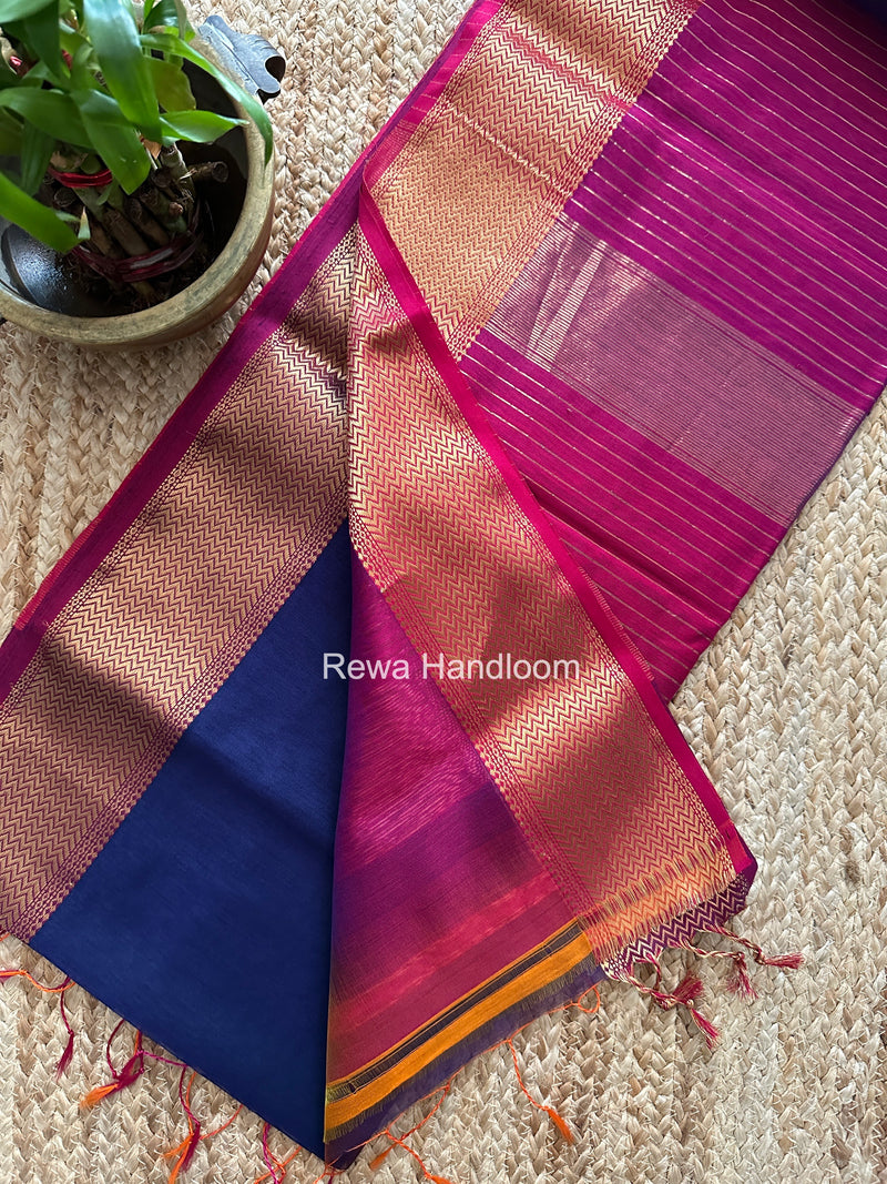 Maheshwari Violet Shaded Plain Saree ZBPS013