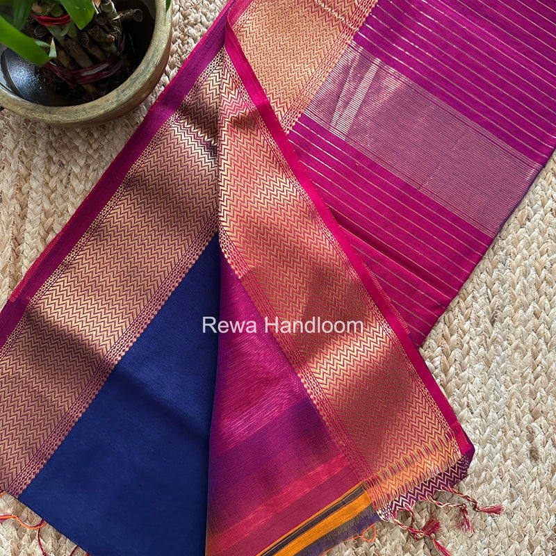 Maheshwari Violet Shaded Plain Saree ZBPS013