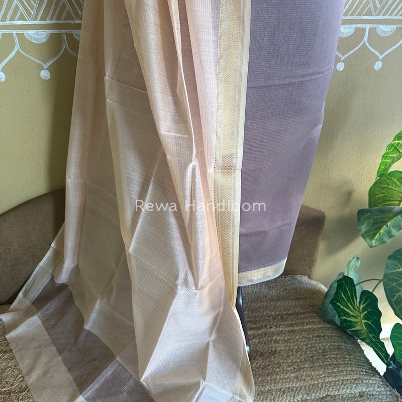 Maheshwari Onion-Light Peach Tissue Top-Dupatta TTP012