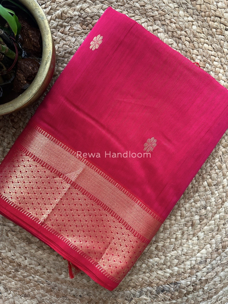 Rani Pink Zari Butti Maheshwari Saree JBS046