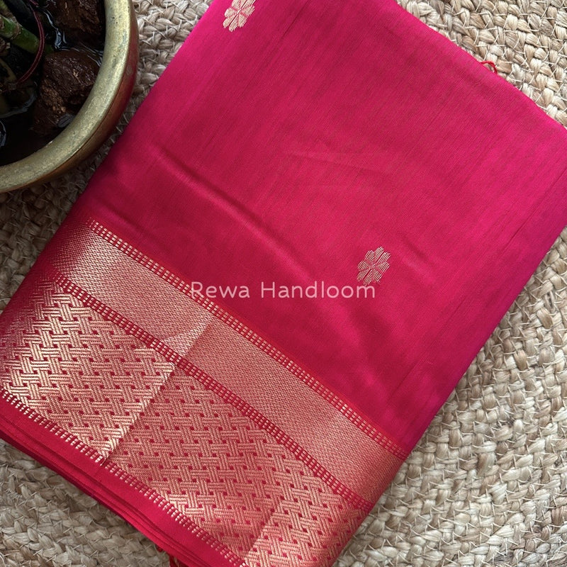 Rani Pink Zari Butti Maheshwari Saree JBS046