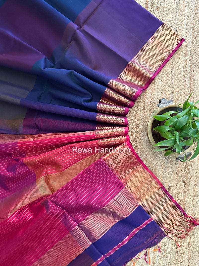 Maheshwari Violet Shaded Plain Saree ZBPS013