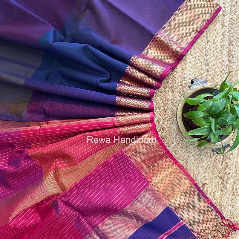 Maheshwari Violet Shaded Plain Saree ZBPS013