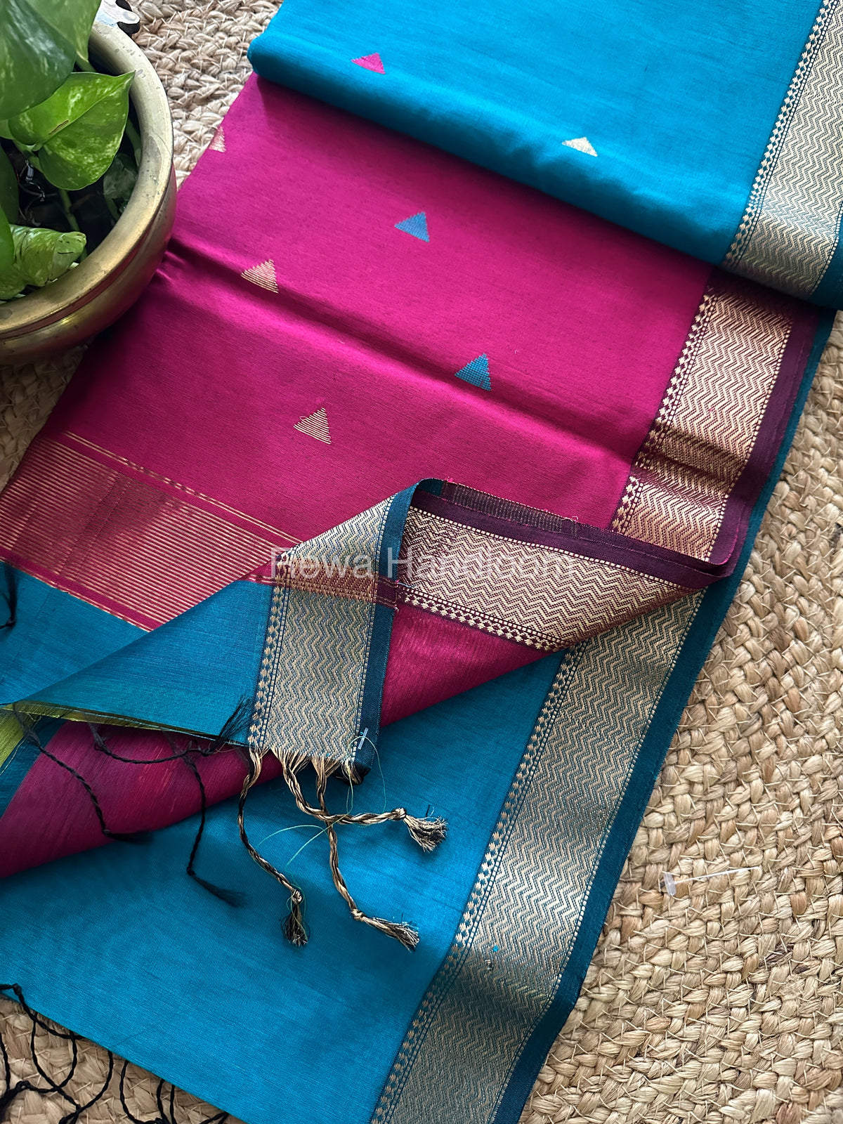 Rama Green Motifs ~ Maheshwari Saree-SBT07