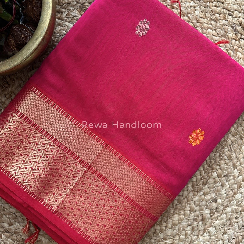 Rani Pink Zari Butti Maheshwari Saree JBS050