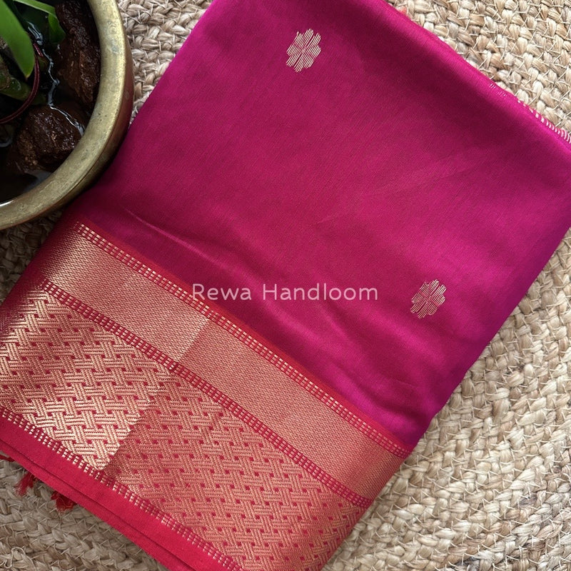 Dark Magenta Zari Butti Maheshwari Saree JBS048