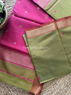 Mehndi Green Motifs ~ Maheshwari Saree-SBT09