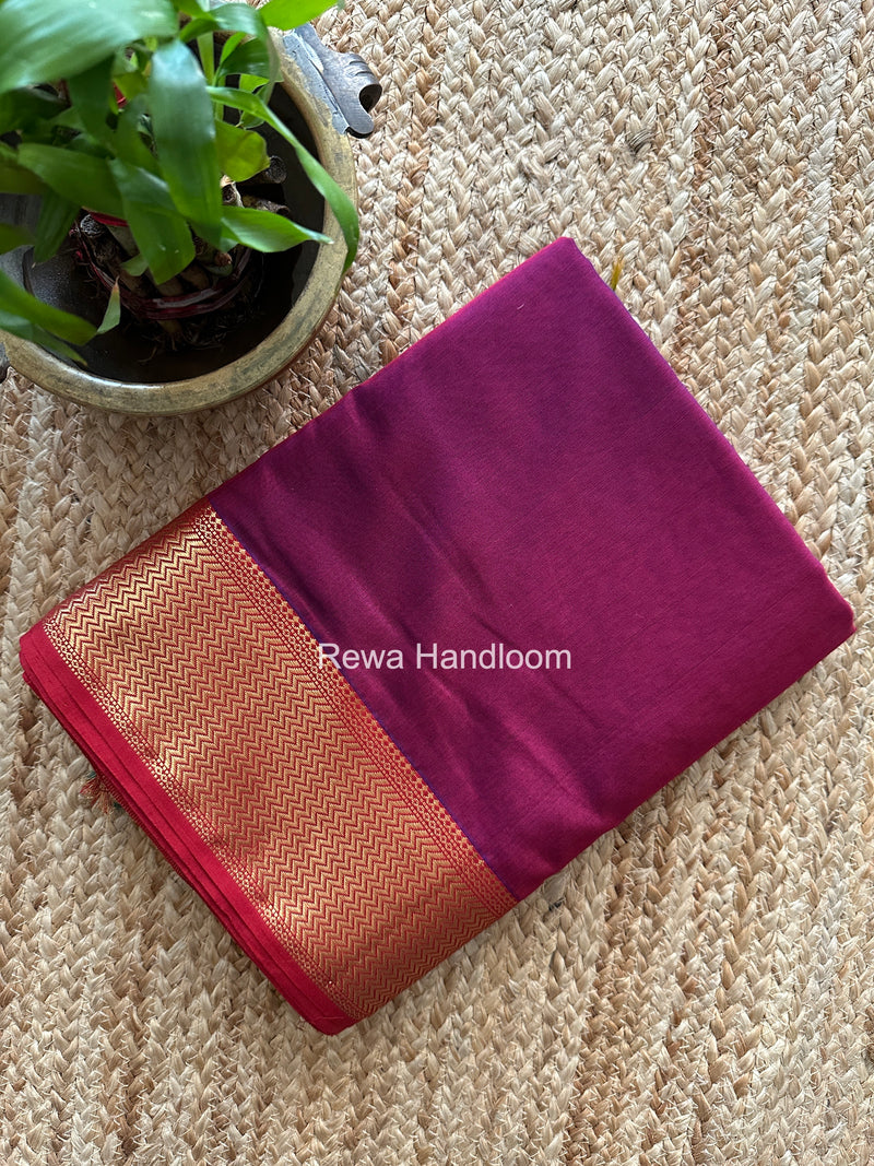 Maheshwari Magenta Shaded Plain Saree ZBPS010